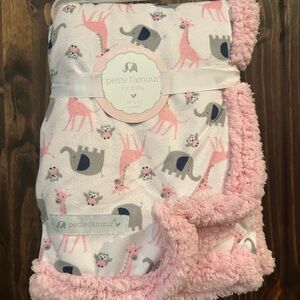 Petite L'amour Baby Blanket with Pink Animal Print